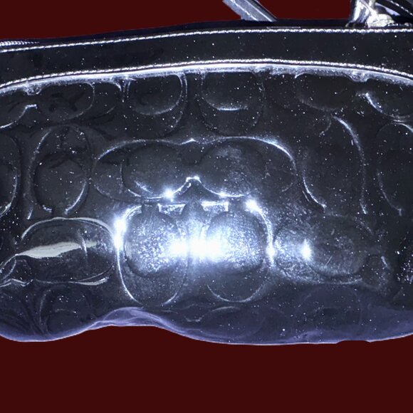 Vintage Coach Y2K Signature Patent Leather Black Wristlet Silver Hardware EUC - Picture 12 of 12